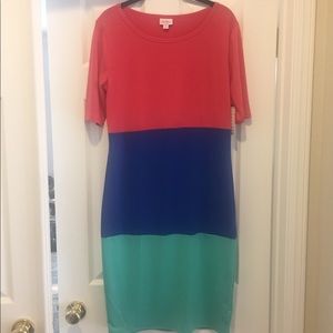 Julia Colorblock Dress red blue green medium m